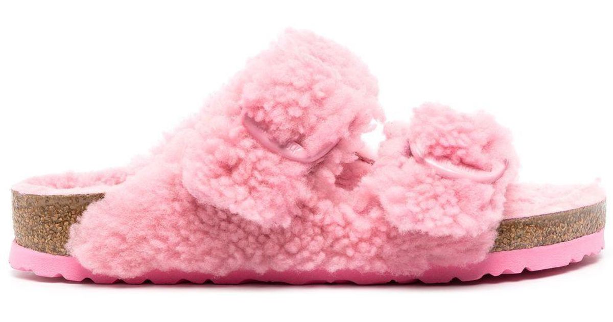 Birkenstock Arizona Shearling Bigbuckle Sandals in Pink Lyst