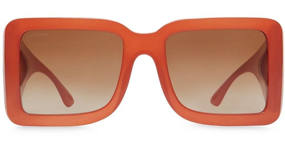 Burberry B Motif Square Frame Sunglasses in Orange | Lyst