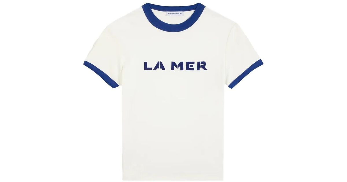 Maison Ringer Maison Labiche Embroidered Ringer T-Shirt in White | Lyst