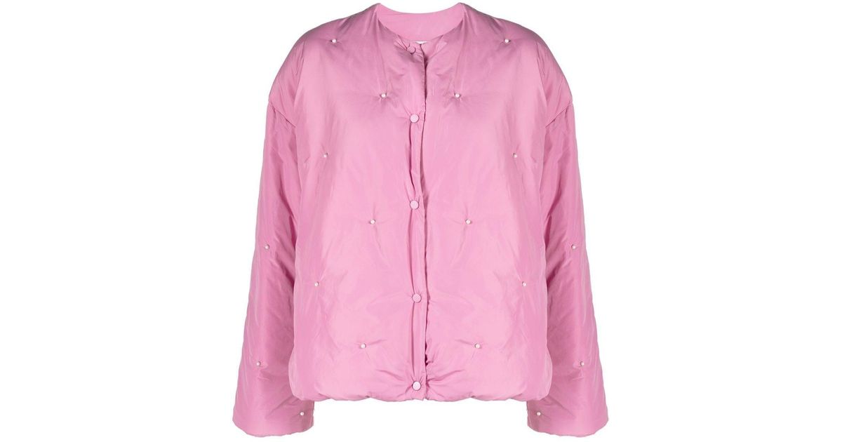 Sleeper Faux Pearl-embellished Puffer Jacket in Pink | Lyst Canada