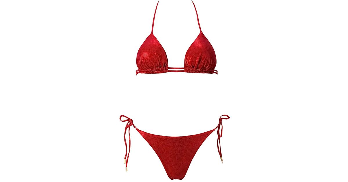 SOFIA ERHAN Shimmer Triangle Bikini In Red Lyst sofia-erhan-shimmer-triangle-bikini-in-red-lyst