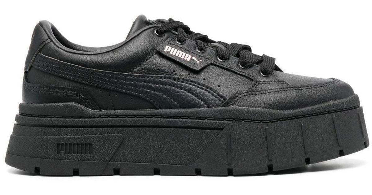 PUMA Leather Mayze Stacked Lowtop Sneakers in Black Lyst Canada