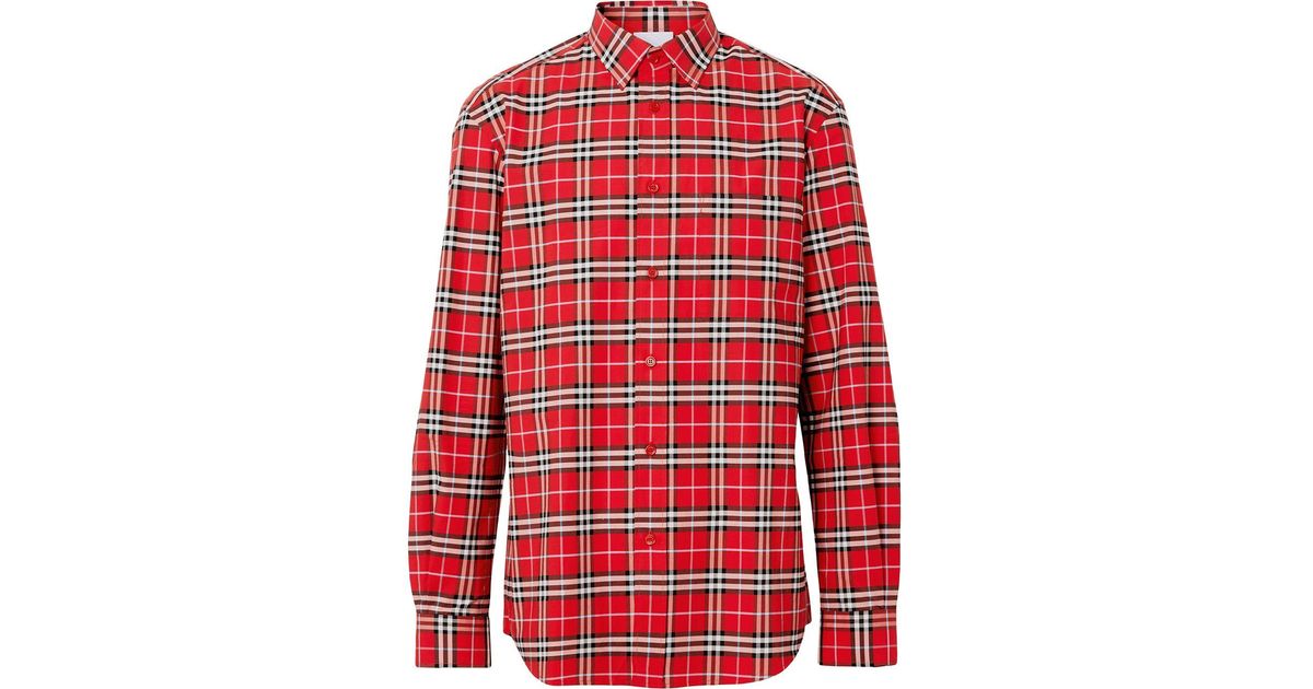 Burberry Cotton Rear Logo Checked Shirt 