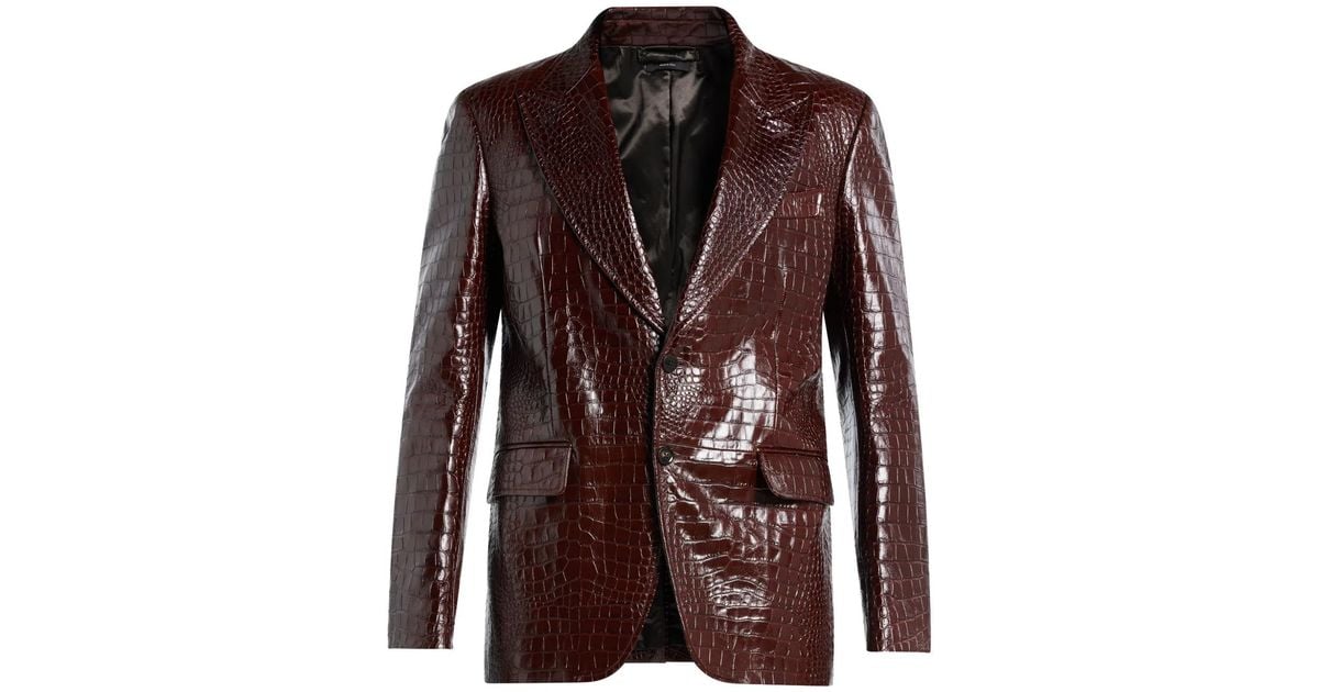レザージャケット・コート Tom Ford Leather Blazer Tom Ford - Single-breasted leather blazer TOM FORD