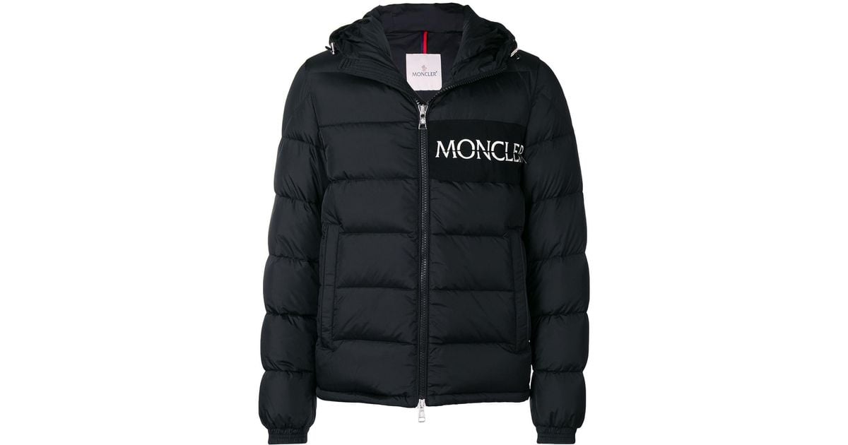 Moncler Synthetic Padded Logo Jacket in Black for Men - Lyst