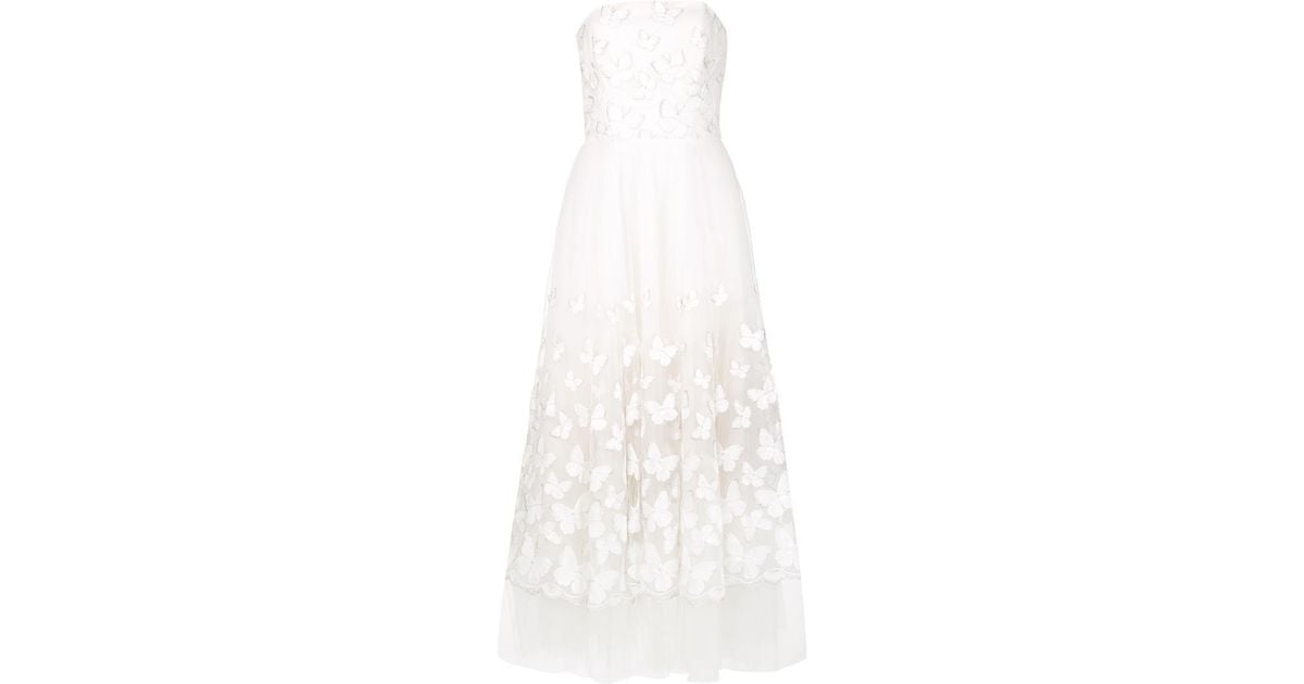 Marchesa Notte Synthetic Butterfly Flared Dress In White Lyst
