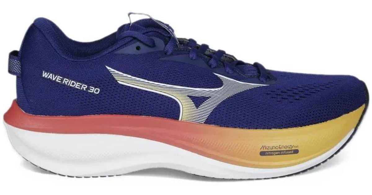Mesh Rider Logo Mizuno Wave Rider 30 Sneakers in Blue for Men | Lyst
