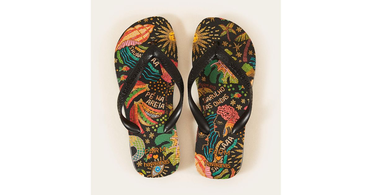 FARM Rio Black Havaianas Sandals | Lyst