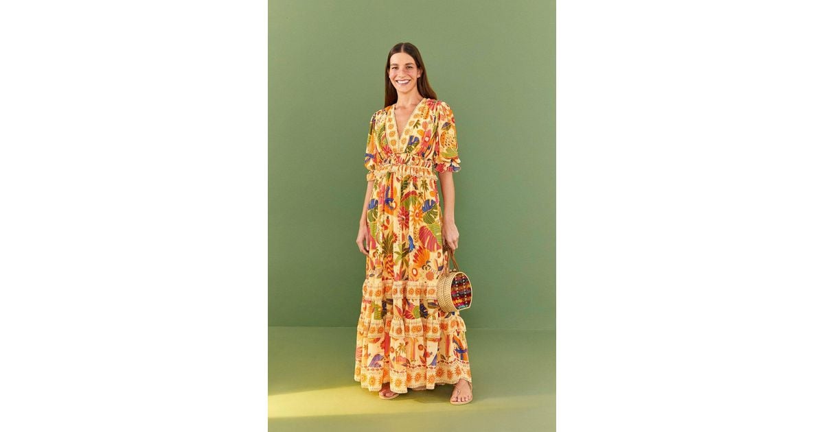 FARM Rio Yellow Rio Tapestry Maxi Dress in Green | Lyst