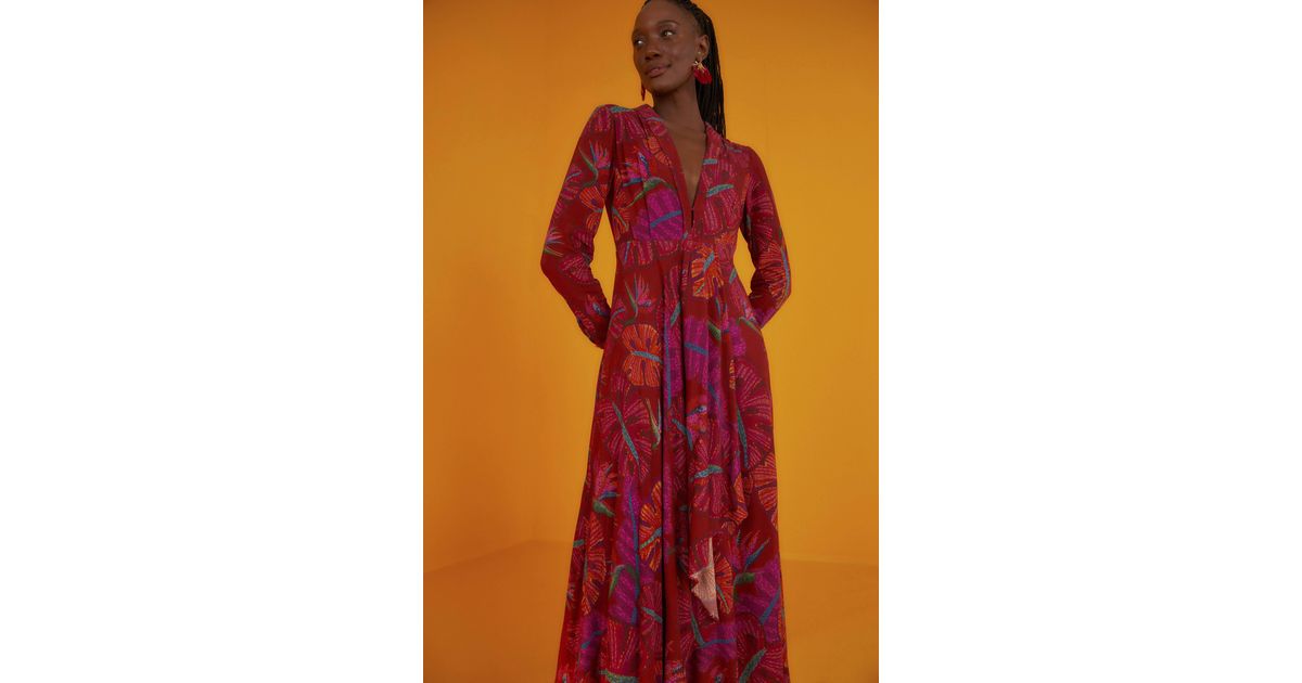 Farm Rio Red Floral Mid-length Casual Maxi Dress Listed By Kathleen G. - Tradesy