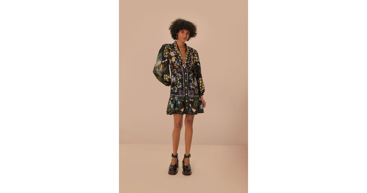 FARM Rio Winter Garden Mini Dress Long Sleeves, Winter Garden in ...