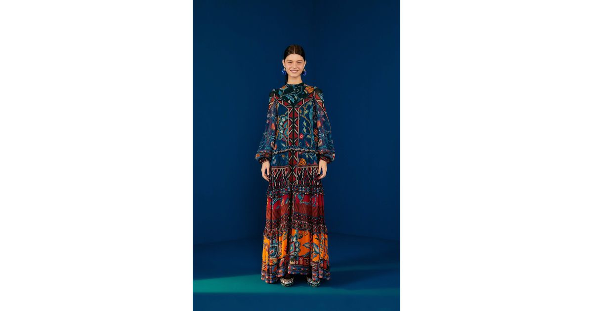 FARM Rio Blue Ainika Tapestry Maxi Dress Lyst