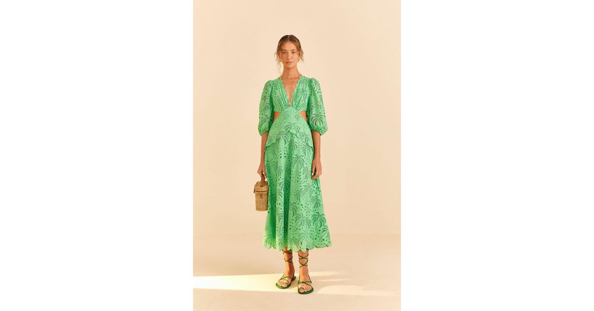 FARM Rio Green Richelieu Midi Dress | Lyst