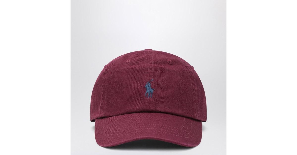 Polo Ralph Lauren Burgundy Coloured Baseball Cap With Logo for Men