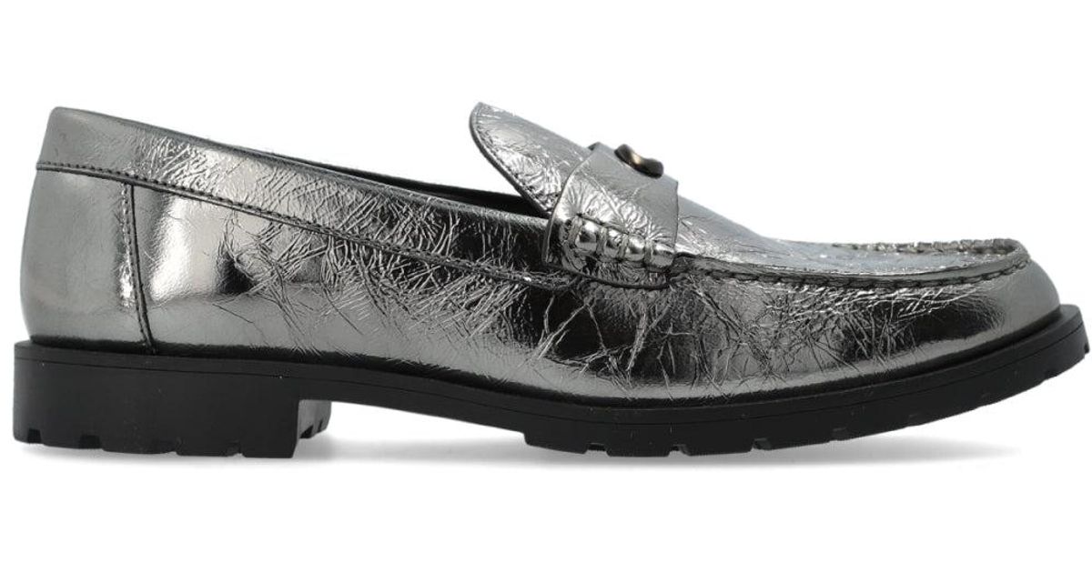 COACH Jocelyn Crinkle Leather Logo Loafers in White | Lyst display picture 1