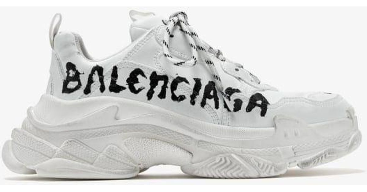 TRIPLE S PAINT LOGO◆536737WTSPL Balenciaga Triple S Paint Sneakers in White | Lyst