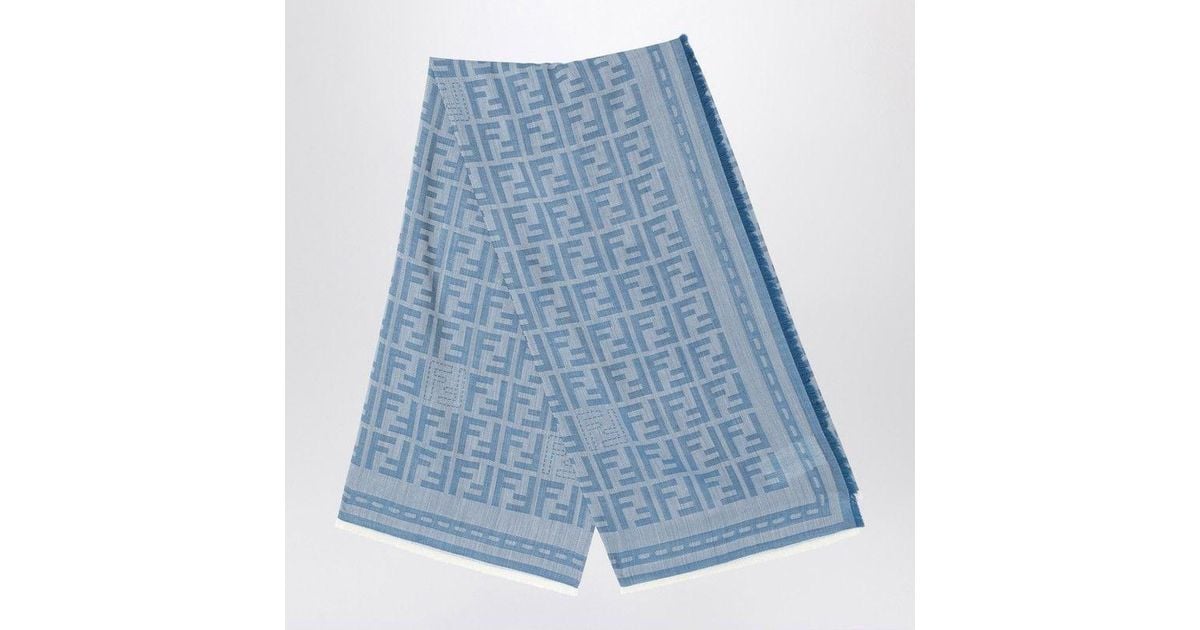 ボレロ・ショール FENDI Blue FF jacquard wool stole Fendi Ff Jacquard Wool Stole in Blue | Lyst