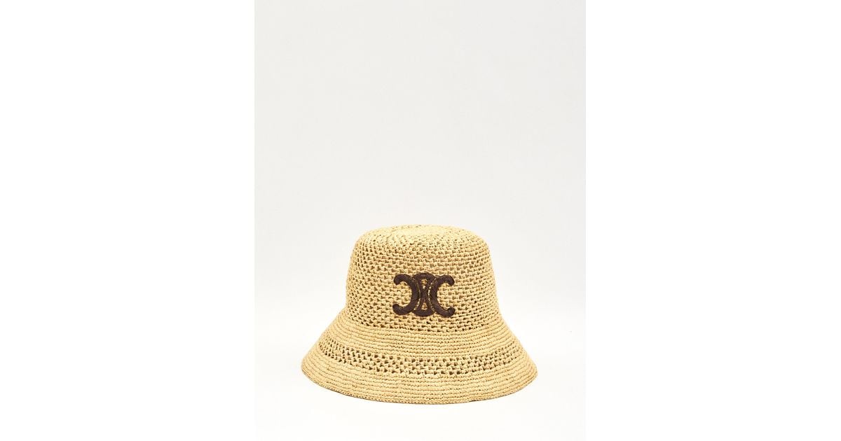 Triomphe Bucket Hat in Raffia