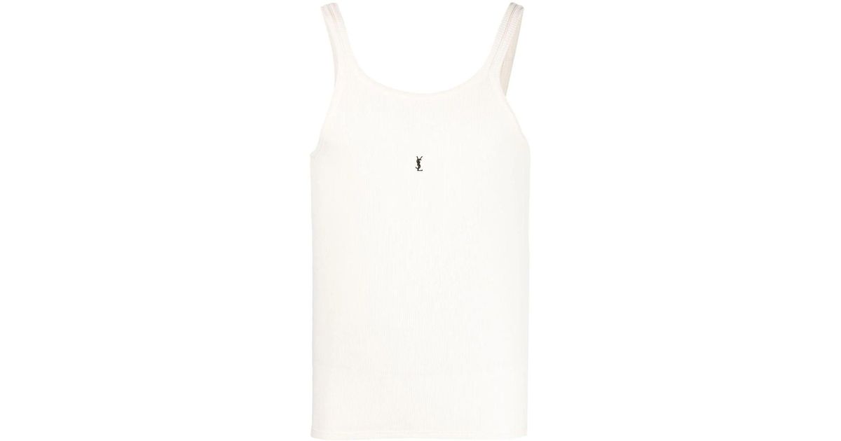 Tシャツ・カットソー SAINT LAURENT WOOL AND COTTON BLEND TANK TOP Saint Laurent Wool And Cotton Blend Tank Top in White | Lyst