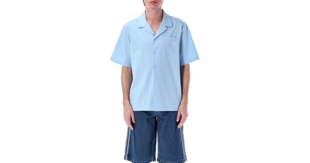 adidas Originals Seersucker Shirt in Blue for Men | Lyst