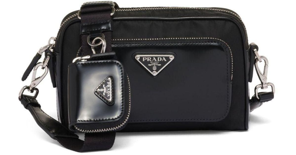 【PRADA】RE-NYLON AND LEATHER CROSSBODY BAG Prada Re-Nylon Pouch Crossbody Bag | Black | FARFETCH