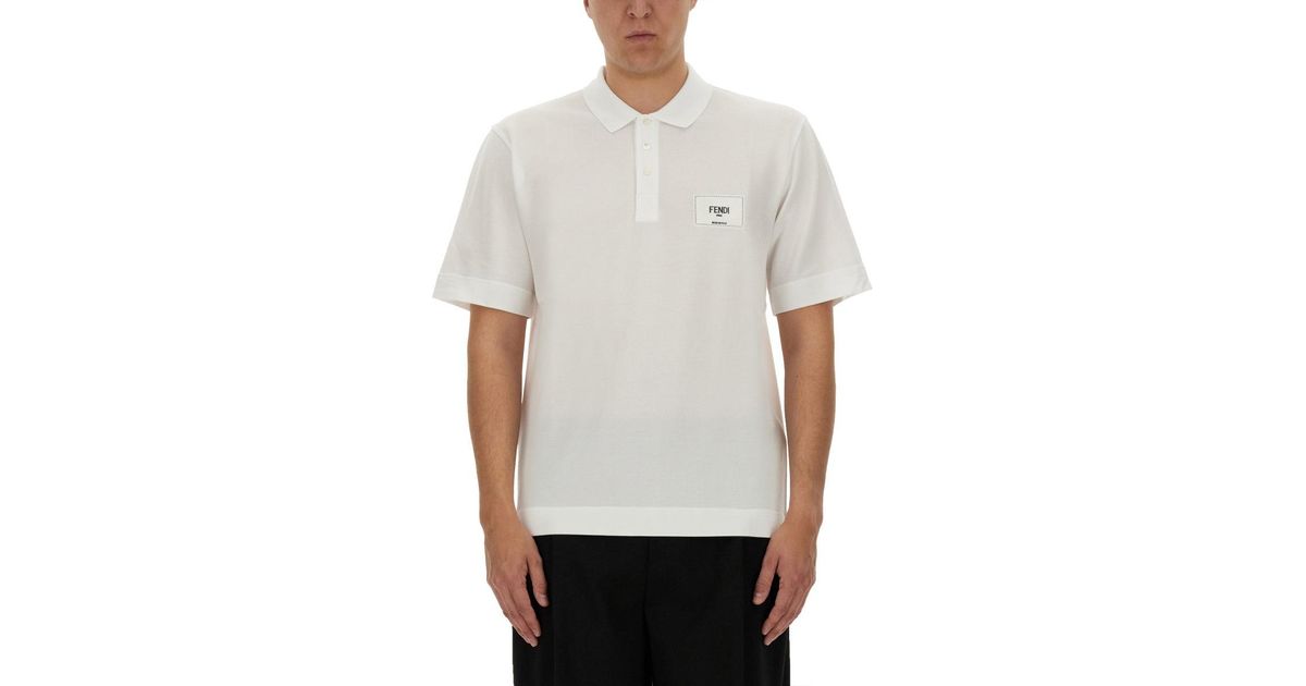 ポロシャツ Fendi White Piquet Polo Shirt Fendi Classic Piquet Polo in White for Men | Lyst
