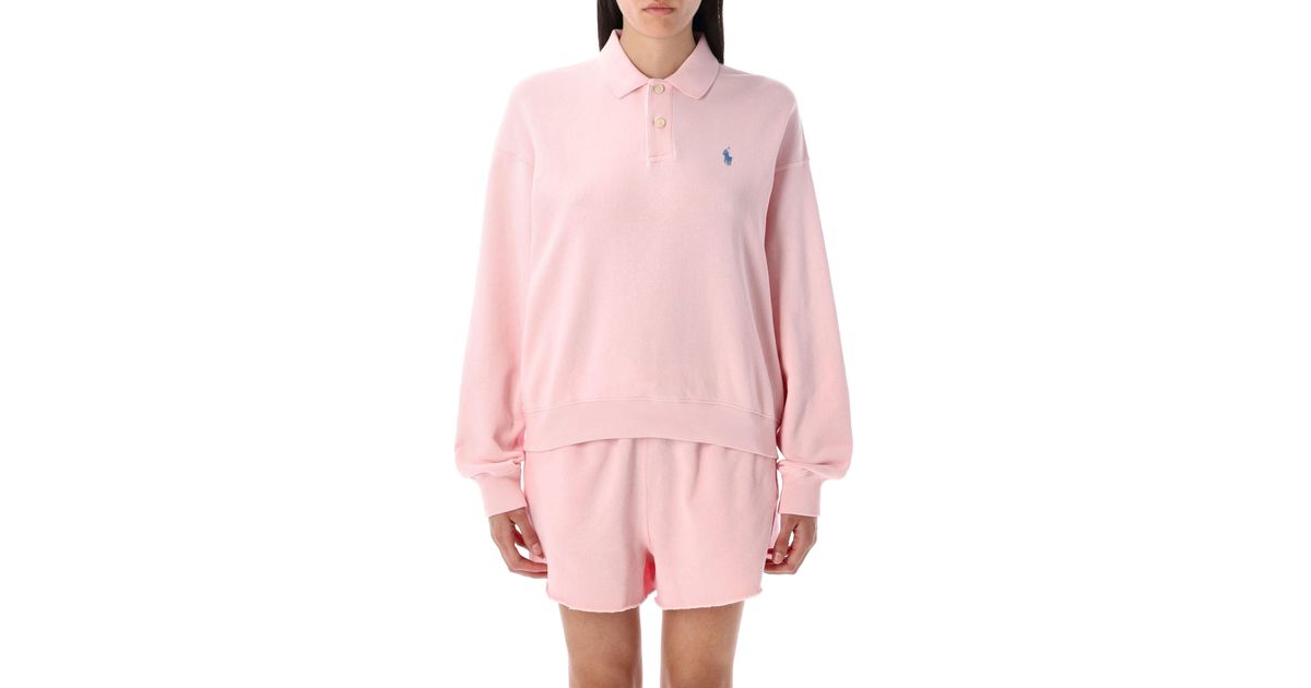 売れ筋商品|||ラルフローレン パーカー・スウェットシャツ アウター レディース Women's Lightweight Fleece Long-Sleeve Polo Sweatshirt Pink Sand Polo Ralph Lauren Island Fleece Long Sleeve Polo Sweatshirt