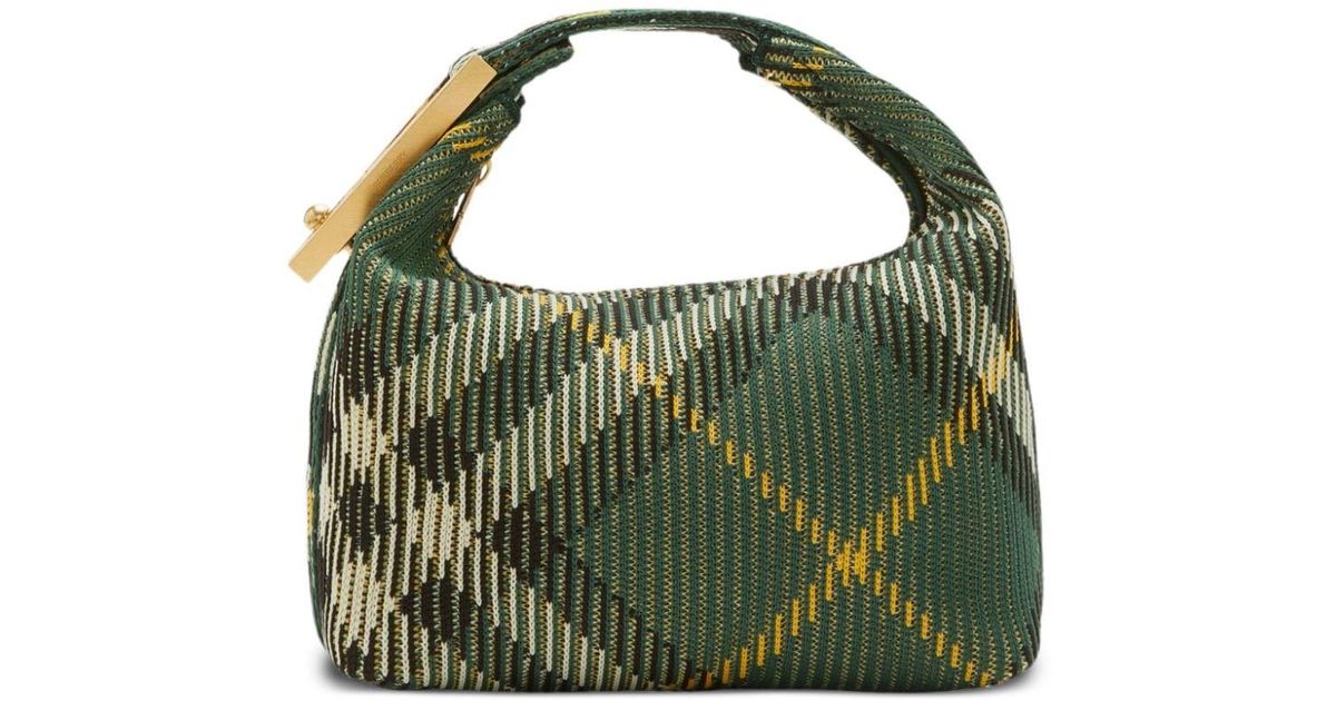 Burberry Medium Peg Check-Pattern Shoulder Bag in Green | Lyst