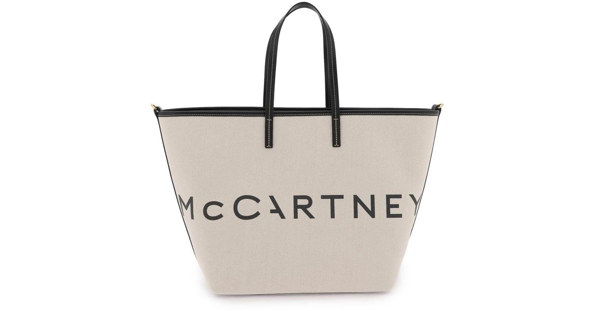 【STELLA MCCARTNEY】Ecru cotton-blend tote bag with logo stella-mccartney--Ecru-Cotton-