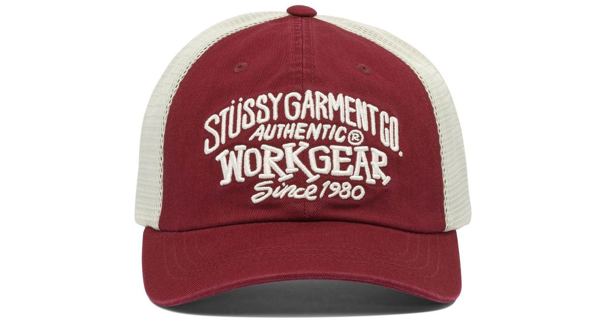 Stussy Low Profile Workgear Strapback Cap in Red for Men | Lyst