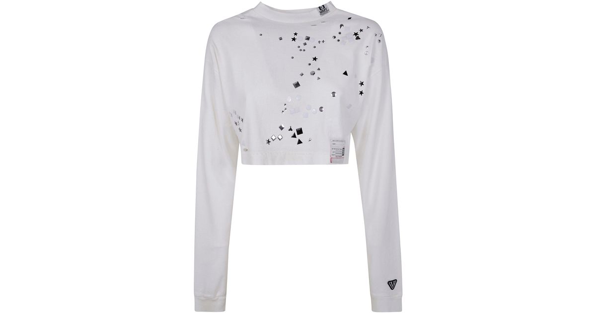 Maison Mihara Yasuhiro Embellished Distressed Long Sleeves Mini 
