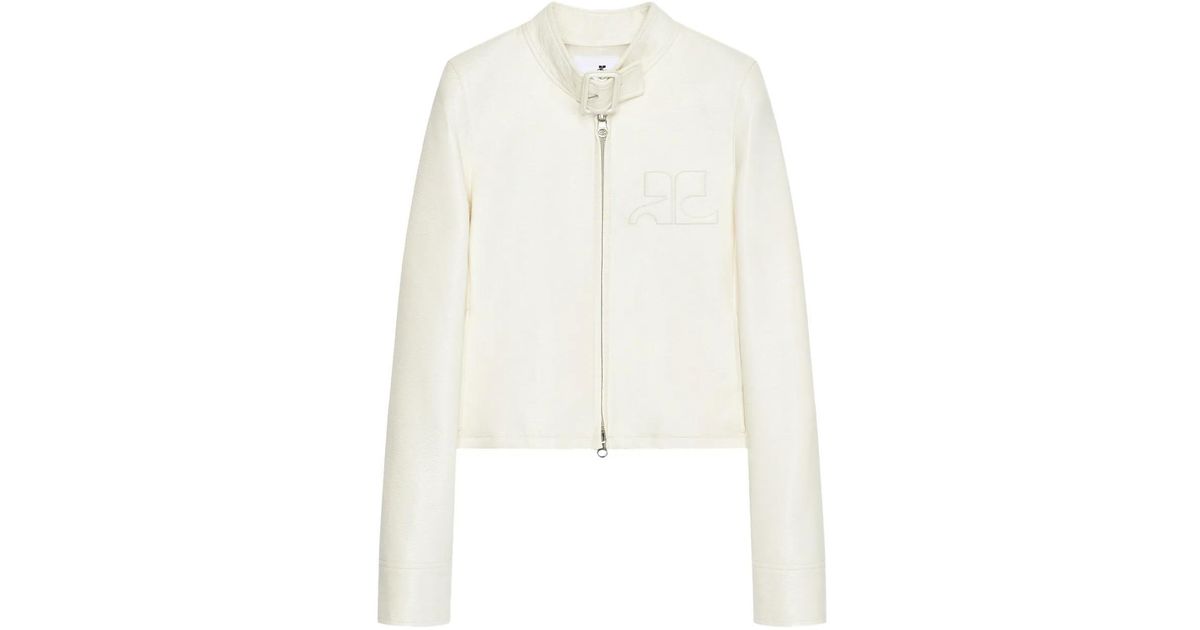 Courreges City Jacket With Buckle Neck And Logo Detail in White | Lyst UK