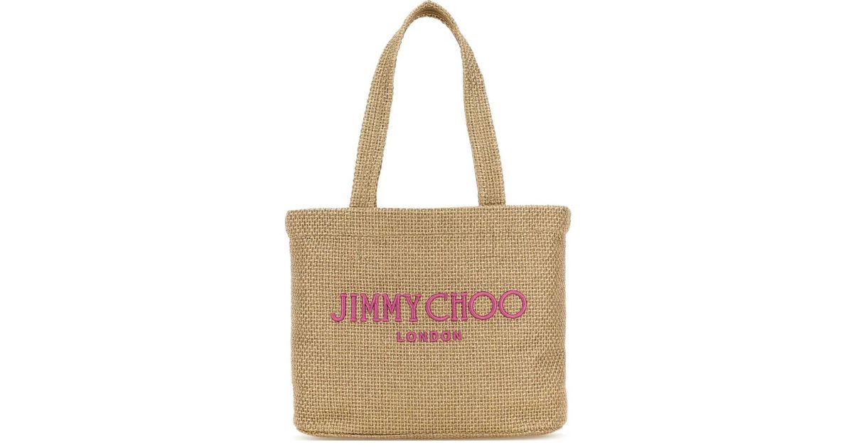 【Jimmy Choo】BEACH TOTE E/W◆0000095134TYJ Beach Tote E/W | Natural Raffia Embroidered Tote Bag | JIMMY