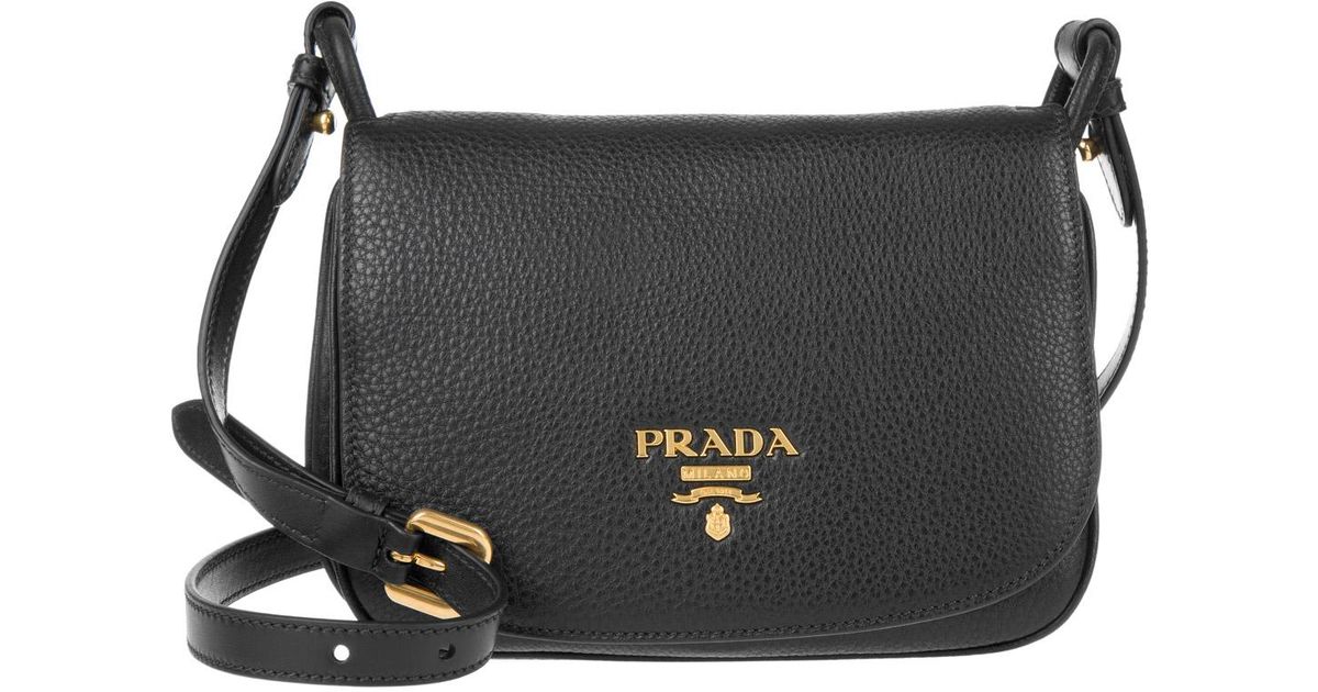 Prada Leather Vitello Daino Pattina Crossbody Bag Nero Lyst