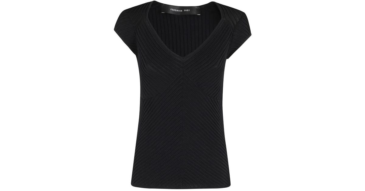 Tシャツ・カットソー Federica Tosi Tubular Cap Sleeve Top FEDERICA TOSI Tubular Cap Sleeve Top in Schwarz | Lyst DE
