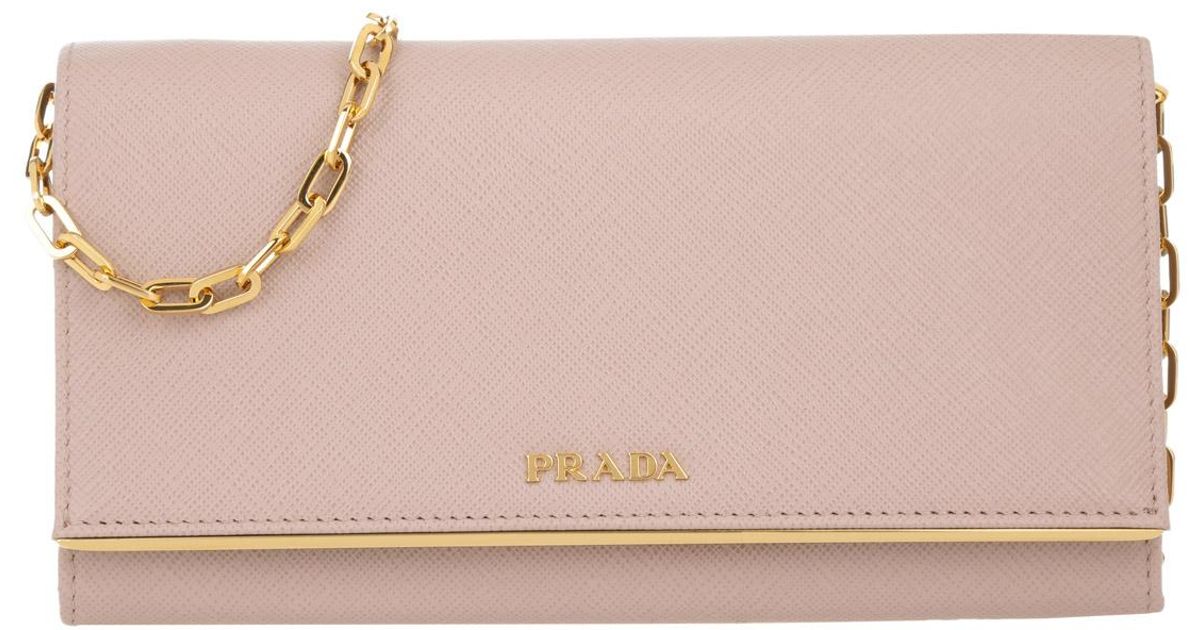 prada portafoglio tracolla saffiano chain wallet cammeo prada portafoglio tracolla saffiano chain wallet cammeo