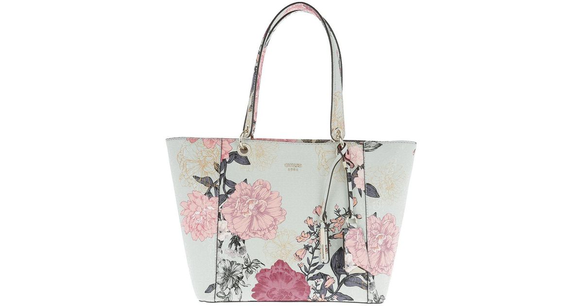 Guess Cotton Kamryn Tote Grey Floral in Grey - Lyst