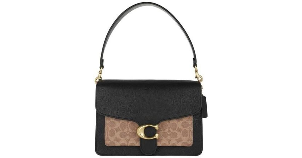 COACH Canvas Signature Mixed Leather Tabby Shoulder Bag in Black - Lyst
