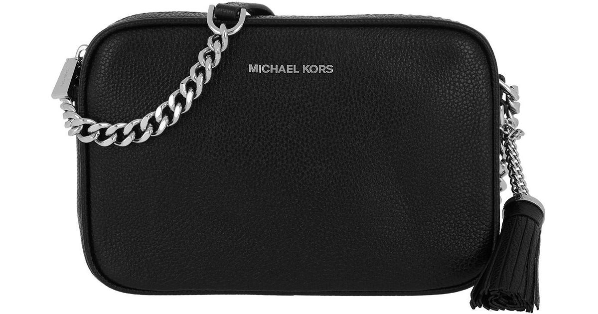 Michael Kors Ginny Md Camera Crossbody Bag Black Silver In Lyst