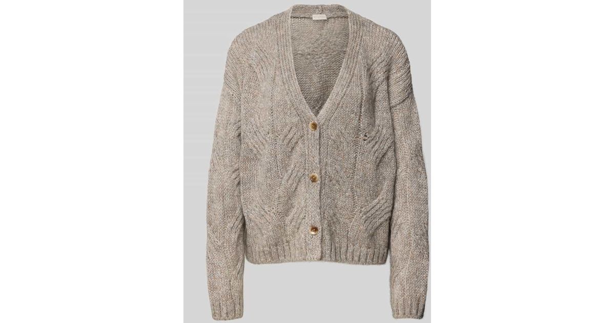 Milano Italy Strickjacke mit V-Ausschnitt und Knopfleiste in Grau