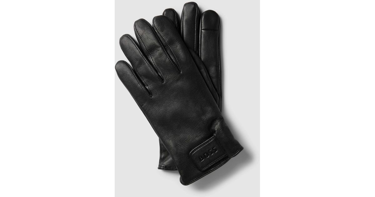 BOSS by HUGO BOSS Handschuhe aus Lammleder mit Label-Prägung Modell \'Helkop\'  in Schwarz für Herren | Lyst DE
