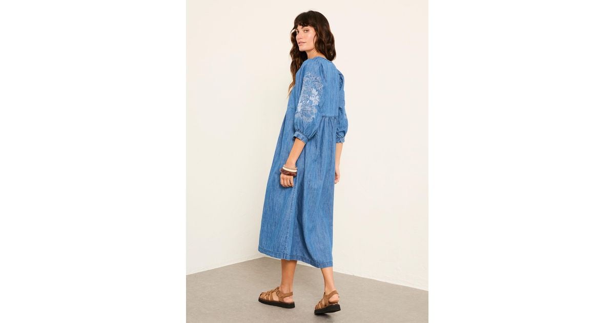 denim dress fat face FatFace Fatface Jess Regular Midi in Blue length:Mini Color:Clean Ivory Lena Maxi Crochet Dress Womens dresses