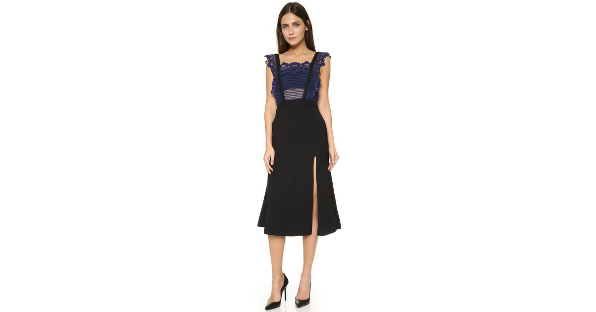self portrait dark blue dress