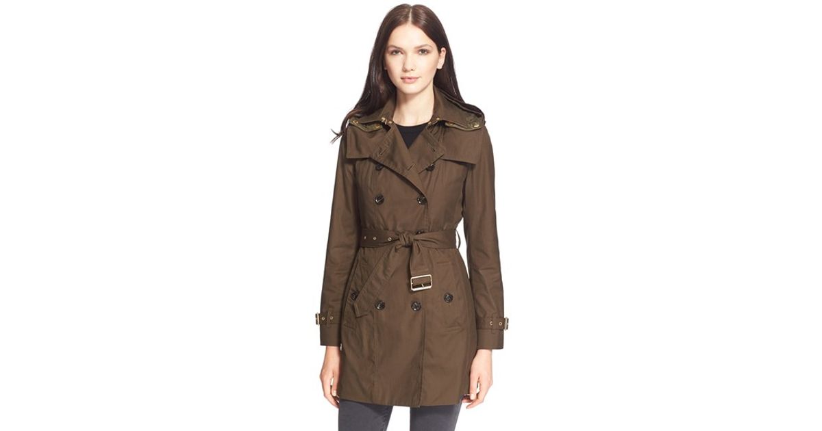 Burberry Brit Cotton 'reymoore' Trench Coat With Detachable Hood & Liner in  Olive (Green) - Lyst