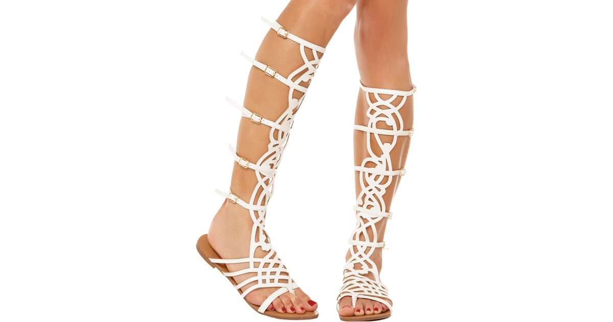 tall white gladiator sandals