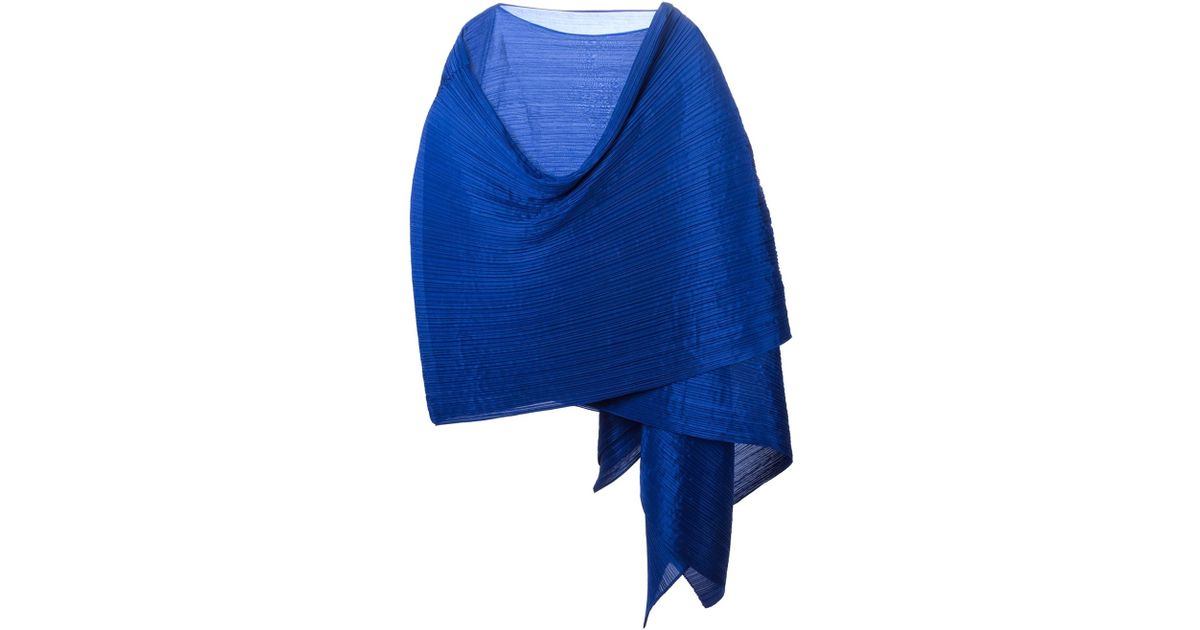Pleats Please Issey Miyake Fold Over Stole Scarf in Blue - Lyst