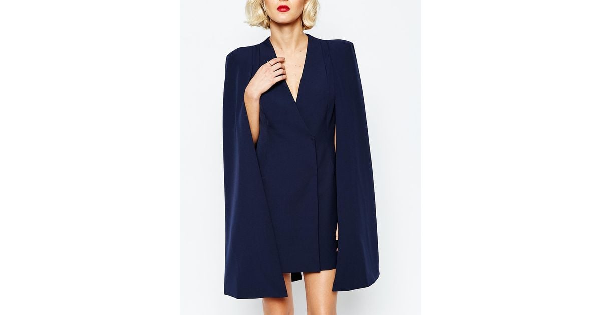 Lavish Alice Split Back Cape Dress in Blue Lyst