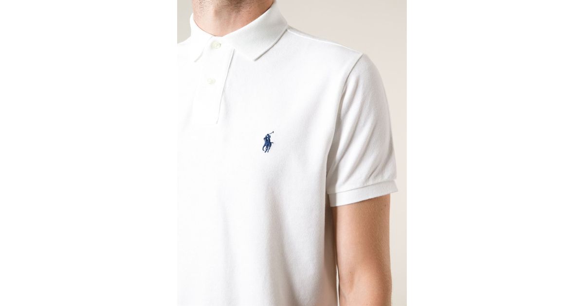 Polo Ralph Lauren Blue Logo Polo Shirt in White for Men | Lyst