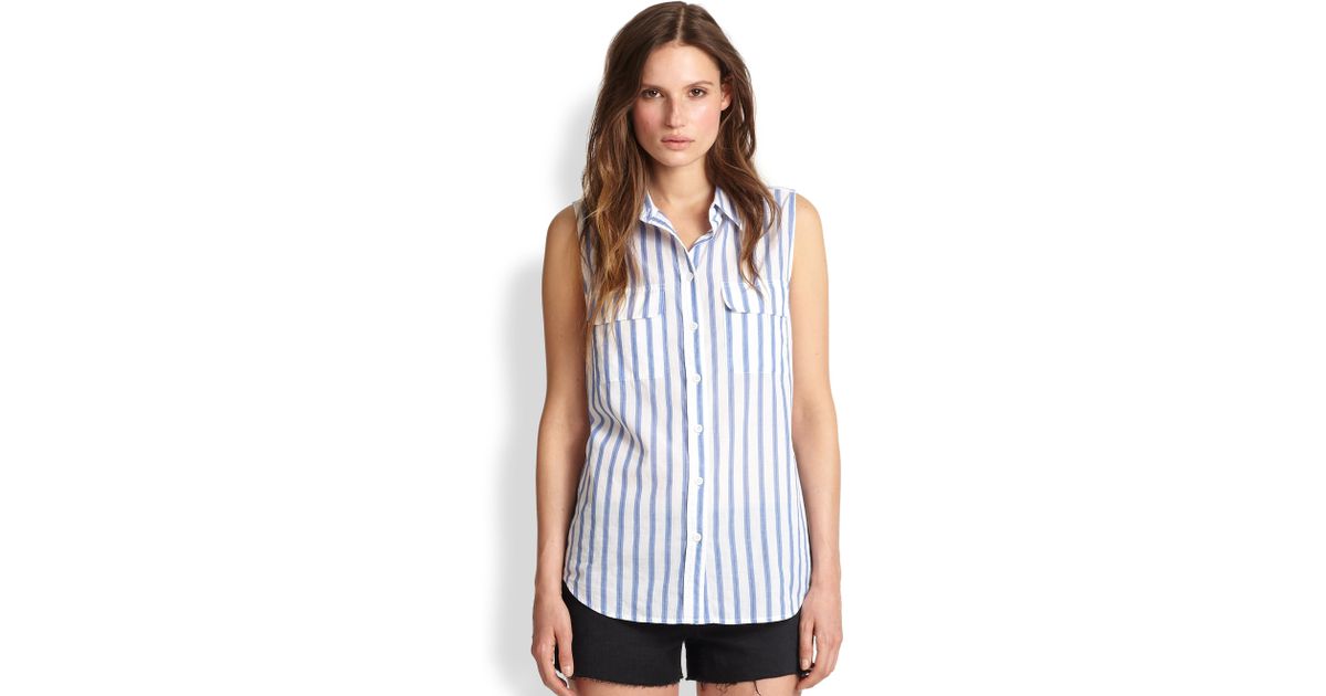 Cinema Striped Cotton Sleeveless Shirt 