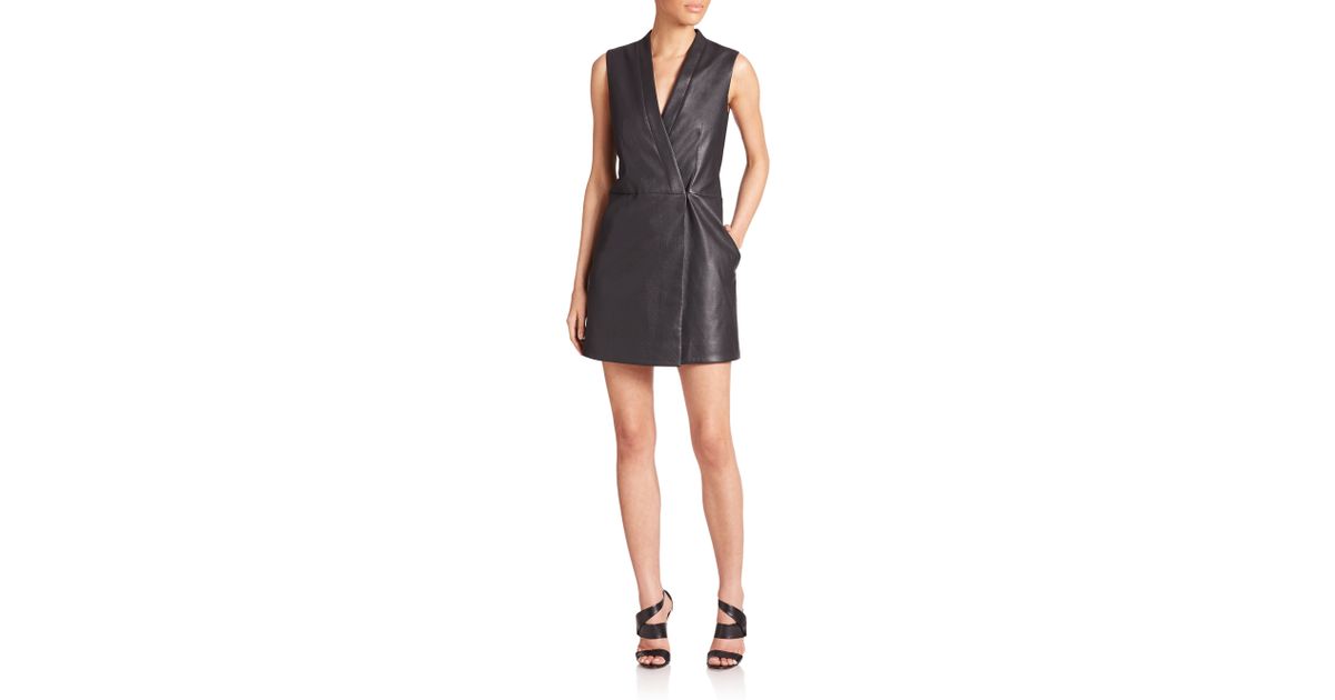 bcbg faux leather vest dress